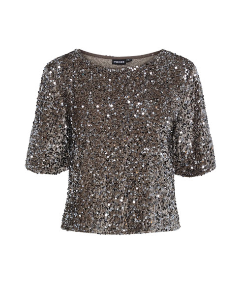 Kam Ss Top Jrs Bc - Morel Silver Sequins