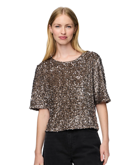 Kam Ss Top Jrs Bc - Morel Silver Sequins