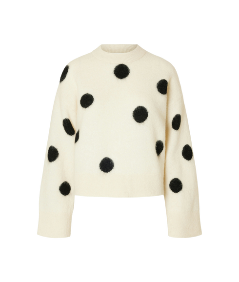 Sif Ls Dot Knit O-Neck - Multi