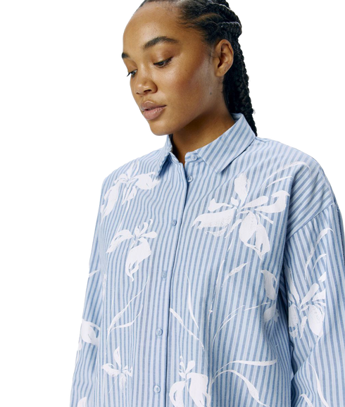 Aiko Re L/S Short Shirt - Blue