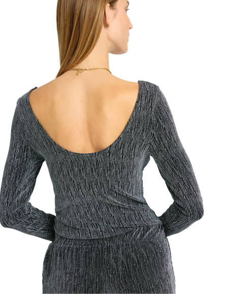 Glittery Long Sleeved Top - Silver