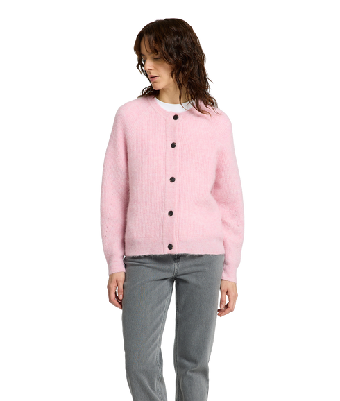 Lulu Ls Knit Short Cardigan Noos - Pink