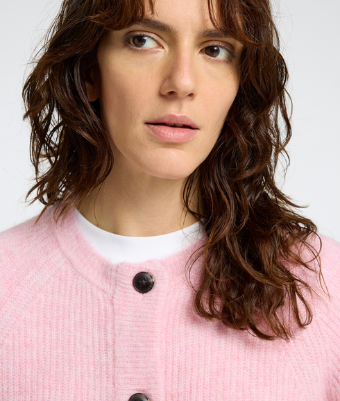 Lulu Ls Knit Short Cardigan Noos - Pink