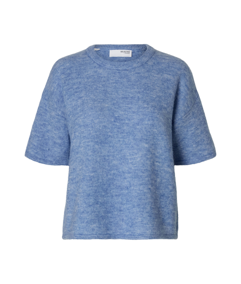 Short-sleeved Knitted Top - Blue