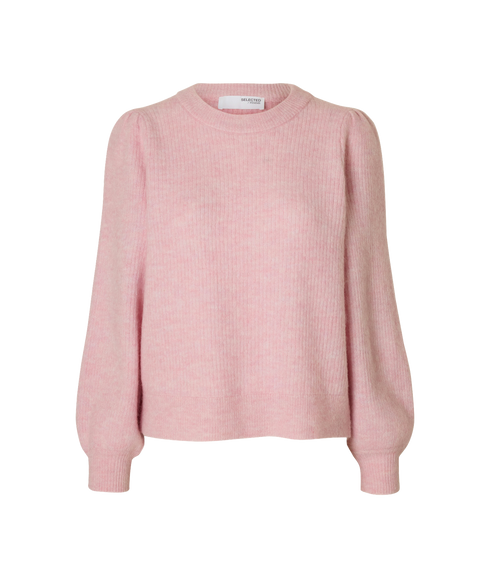 Lulu Ls Knit Rib O-Neck Noos - Pink