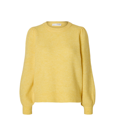 Lulu Ls Knit Rib O-Neck Noos - Yellow