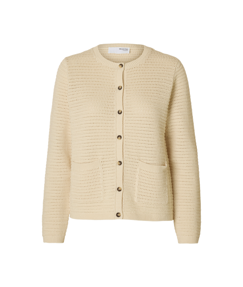 Vinna Ls Structure Knit Cardigan - Beige