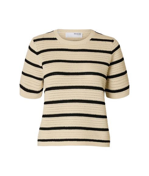 Vinna Ss Structure Knit O-Neck - Multi
