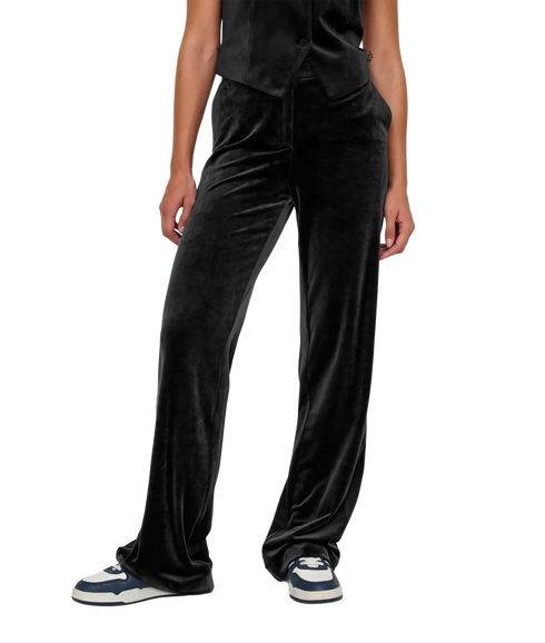 Kayle-Elsy Straight Velvet Pant Tlr - Black