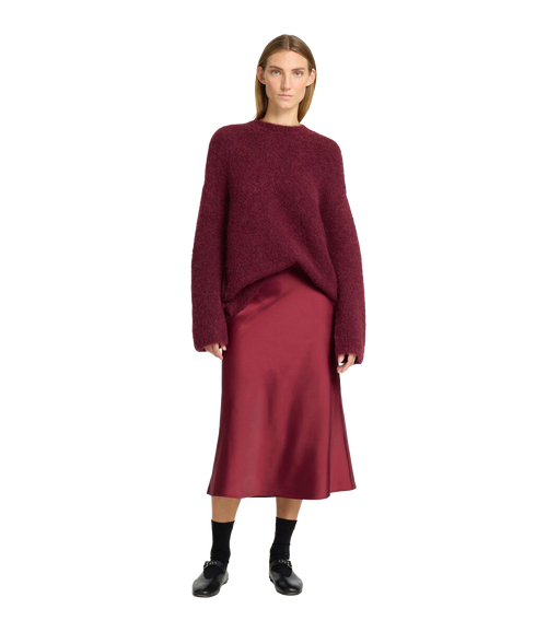 Satin Midi Skirt - Red