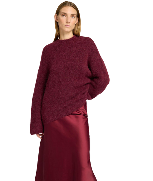 Satin Midi Skirt - Red