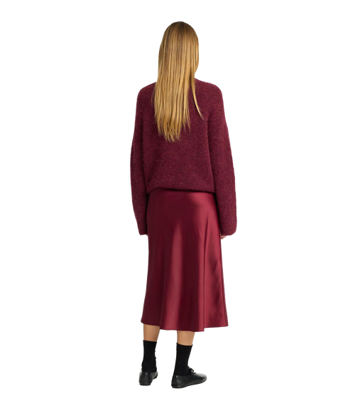 Satin Midi Skirt - Red