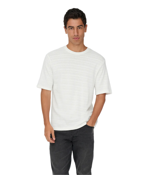 Givo Reg 12 Ss Crew Knit - White