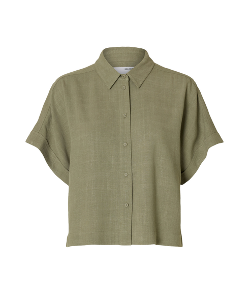 Cropped Short Sleeved Shirt - Green