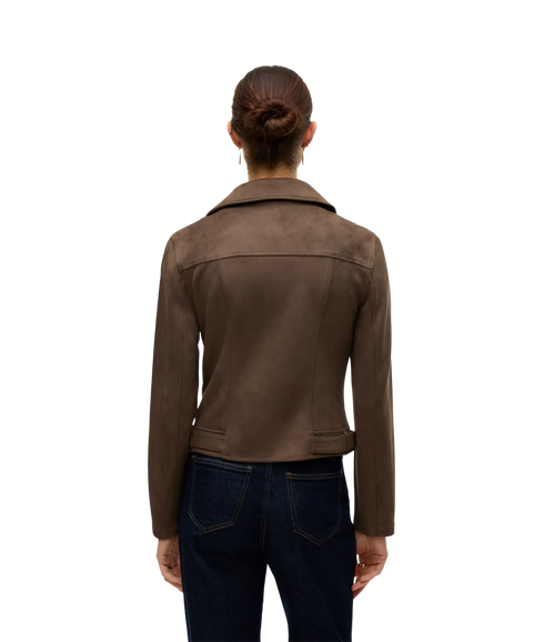 Jose Short Faux Suede Jacket - Brown