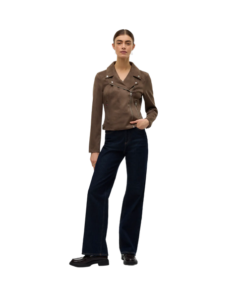 Jose Short Faux Suede Jacket - Brown