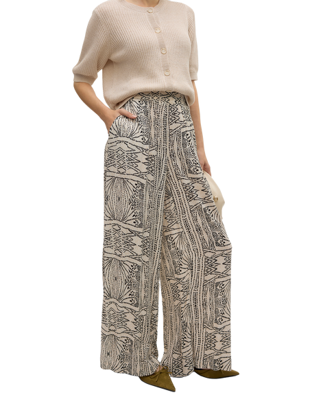 Menny High Waist Wide Pants - Beige