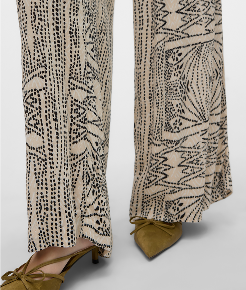 Menny High Waist Wide Pants - Beige