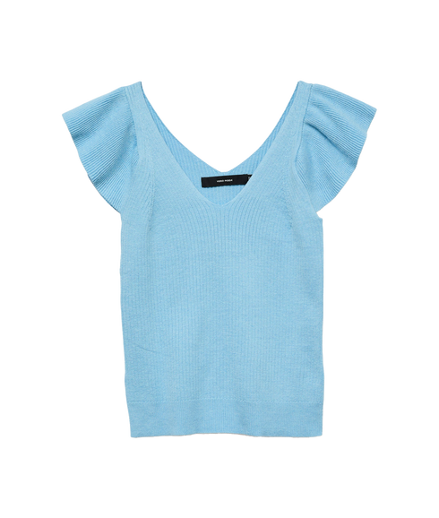 Zanzibar Sl V-Neck Top - Blue