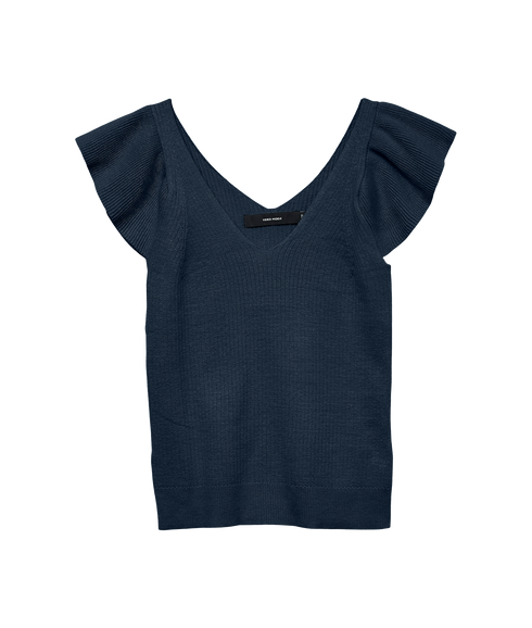 Zanzibar Sl V-Neck Top - Navy