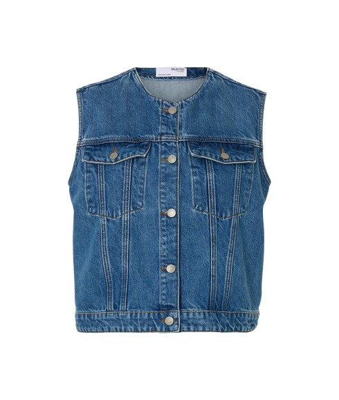Rie Short Vest - Blue