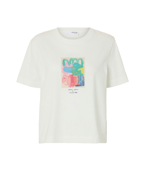 Essential Ss Boxy Printed Tee - Cream