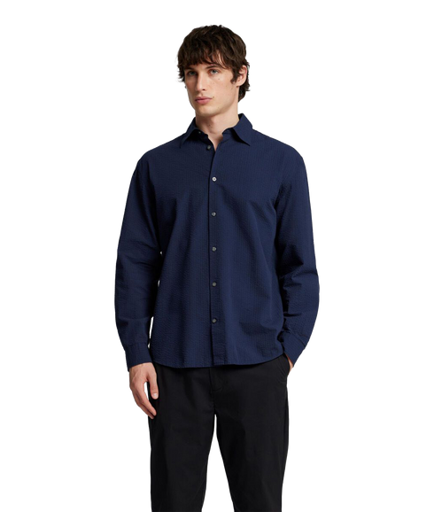 Derek Seersucker Shirt - Navy