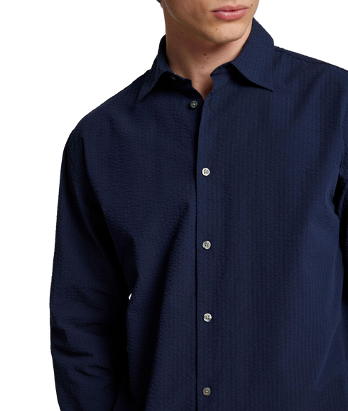 Derek Seersucker Shirt - Navy