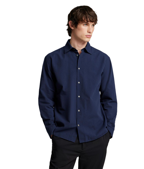 Derek Seersucker Shirt - Navy