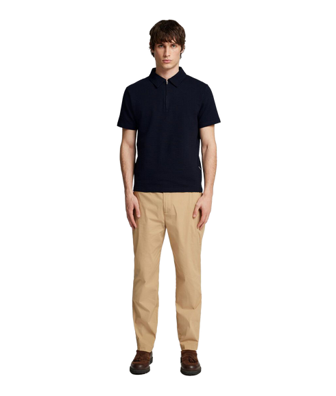Sander Seersucker Polo - Navy
