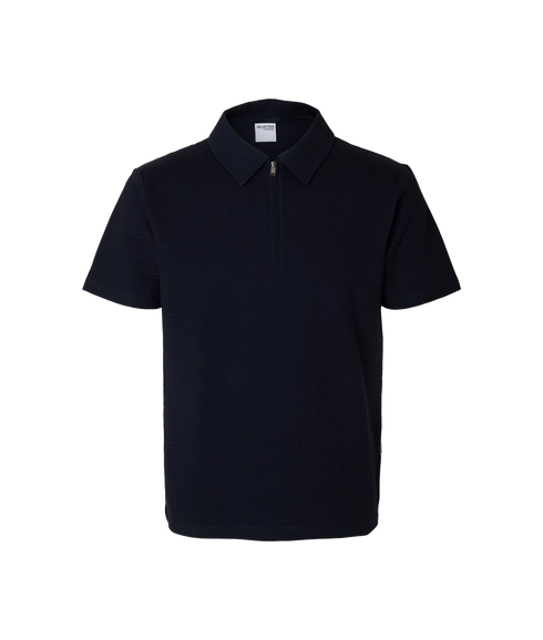 Sander Seersucker Polo - Navy
