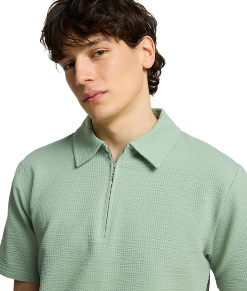 Sander Seersucker Polo - Green