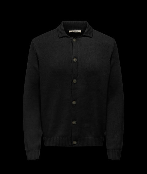 Jacob Reg Ls Cardigan Knit - Black