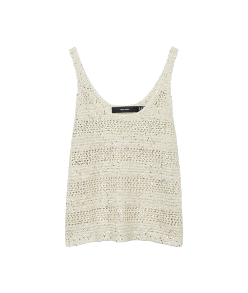 Leilani Stripe Sl U-Neck Top - Beige