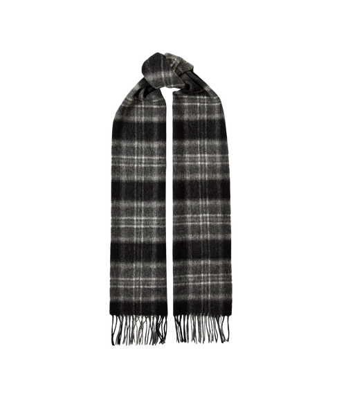 Tope Wool Check Scarf - Medium Grey Melange Tartan