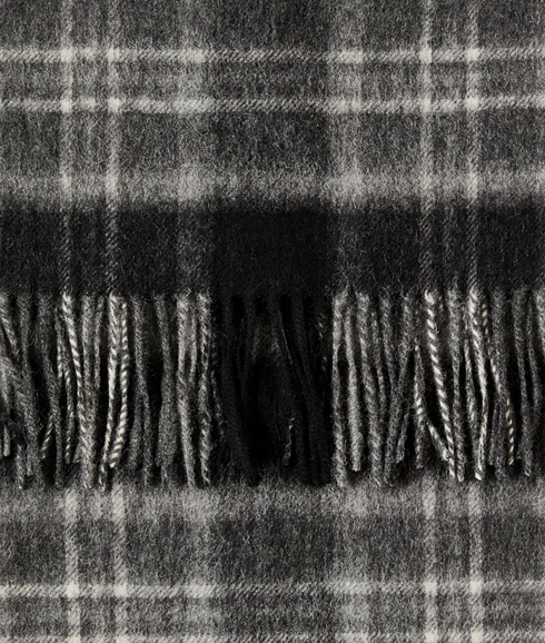 Tope Wool Check Scarf - Medium Grey Melange Tartan