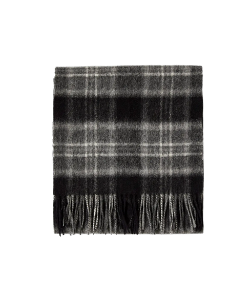 Tope Wool Check Scarf - Medium Grey Melange Tartan