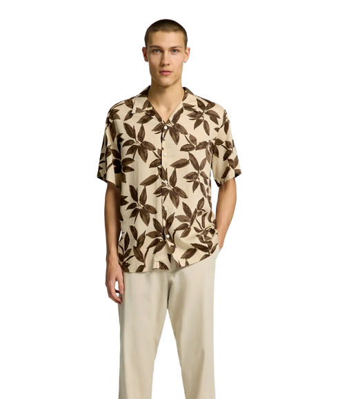 Regnoa Mix Shirt Ss Resort - Oatmeal Floral AOP