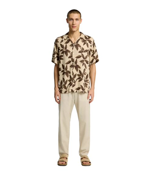 Regnoa Mix Shirt Ss Resort - Oatmeal Floral AOP