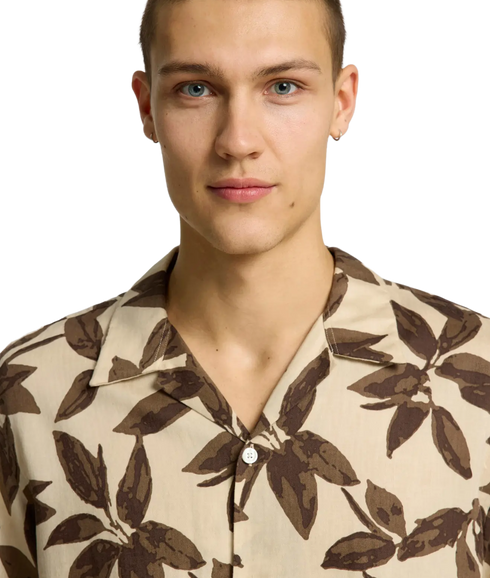 Regnoa Mix Shirt Ss Resort - Oatmeal Floral AOP
