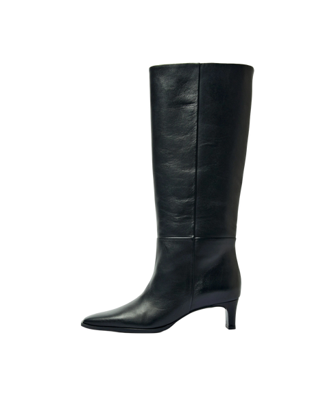Olivia Leather High Shafted Boot - Black