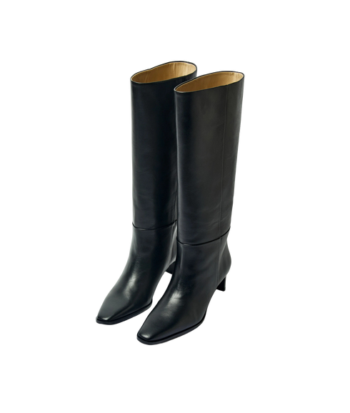 Olivia Leather High Shafted Boot - Black
