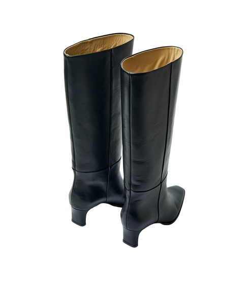 Olivia Leather High Shafted Boot - Black
