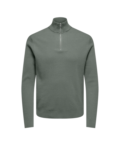 Phil Reg 12 Struc Half Zip Knit Noos - Castor Gray
