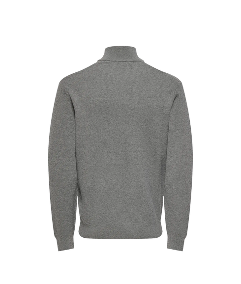 Phil Reg 12 Struc Half Zip Knit - Medium Grey Melange