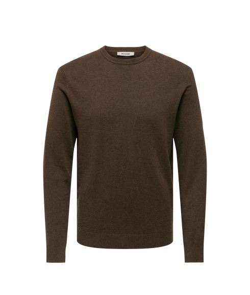 Loui Reg 12 Mel Crew Knit Noos - Coffee Bean Melange