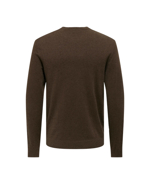 Loui Reg 12 Mel Crew Knit Noos - Coffee Bean Melange
