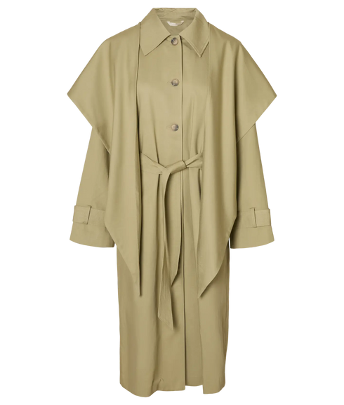 Sandra Scarf Coat #S - Slate Green