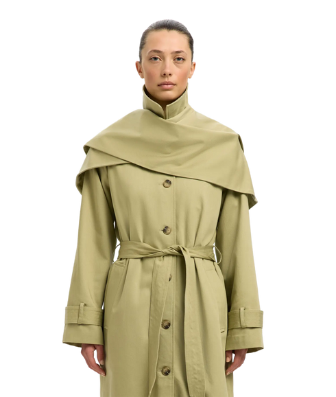 Sandra Scarf Coat #S - Slate Green