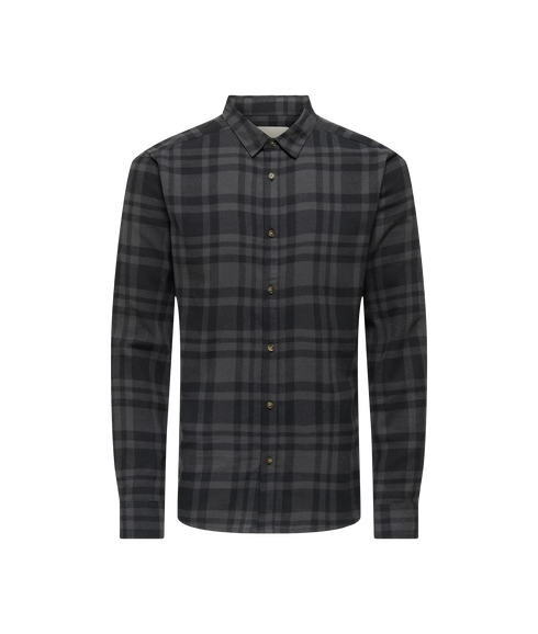 Gudmund Ls Checked Shirt Noos - Jet Black Gray Pinstripe